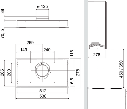 Systemair sentralavtrekk Kompakt - 382-16 Hvit 60cm