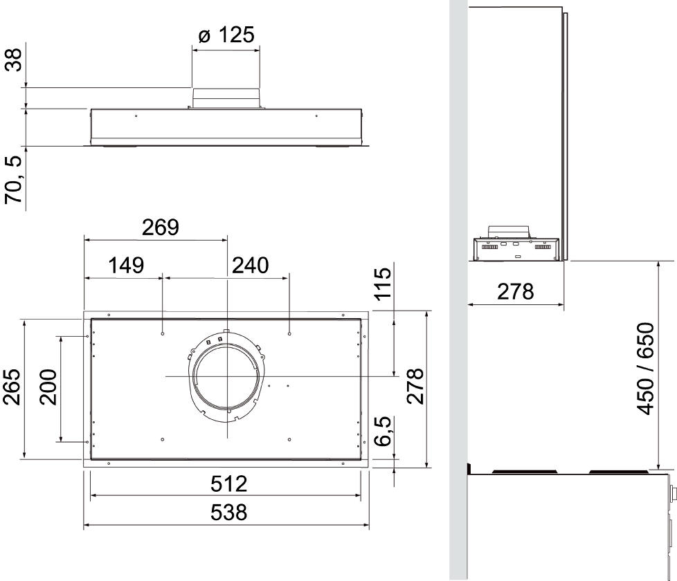 Systemair Kompakt - 382-10/B Hvit 60cm