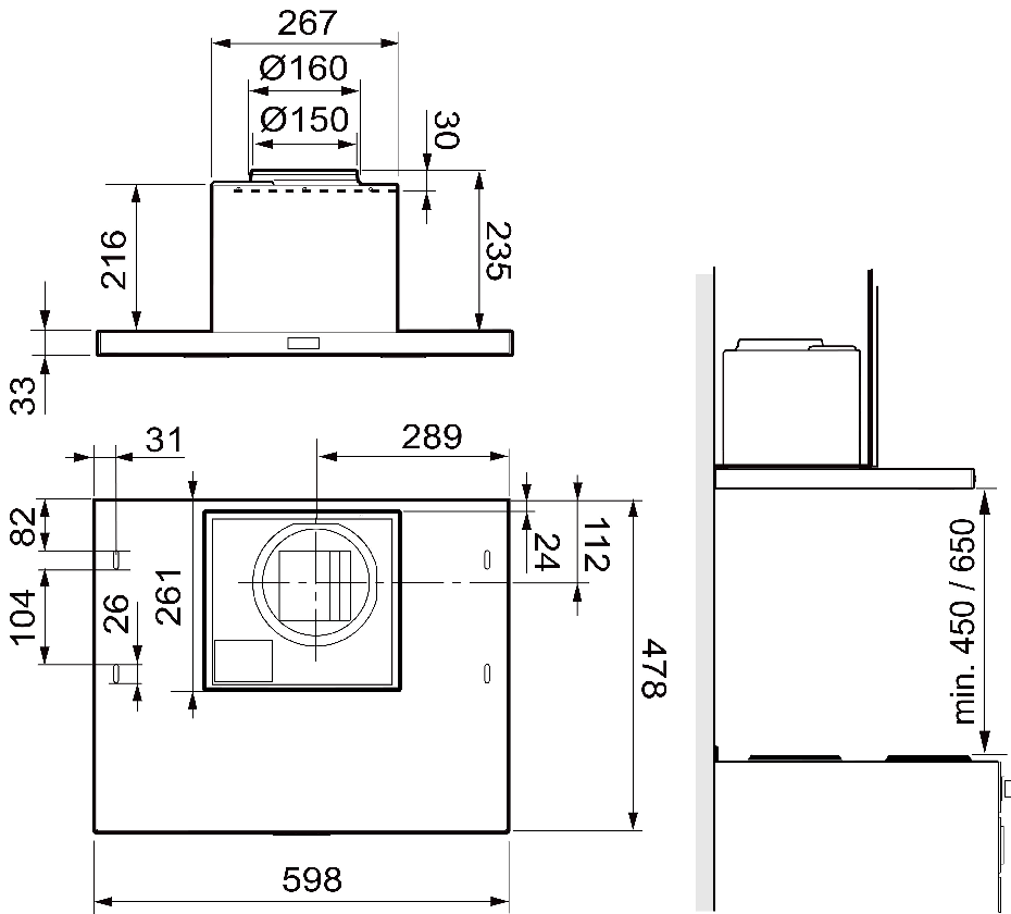 Systemair Designhette - 602-10/B stål 60 cm