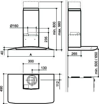 Systemair 762-10/B OPAL Wall 600 stål