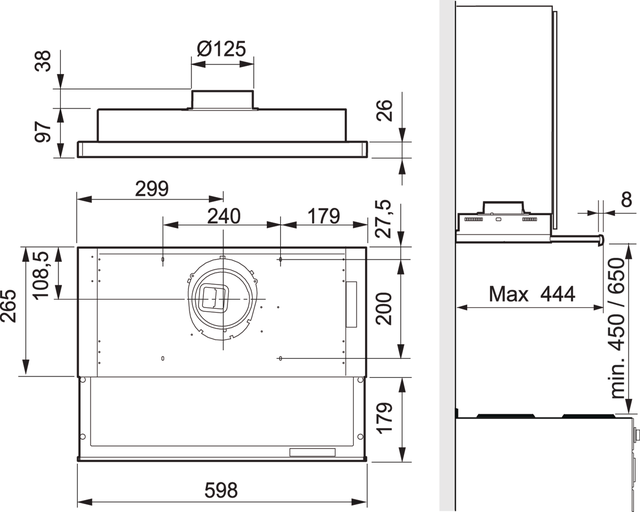 Systemair sentralavtrekk Slimline - 392-16/2 hvit 60cm